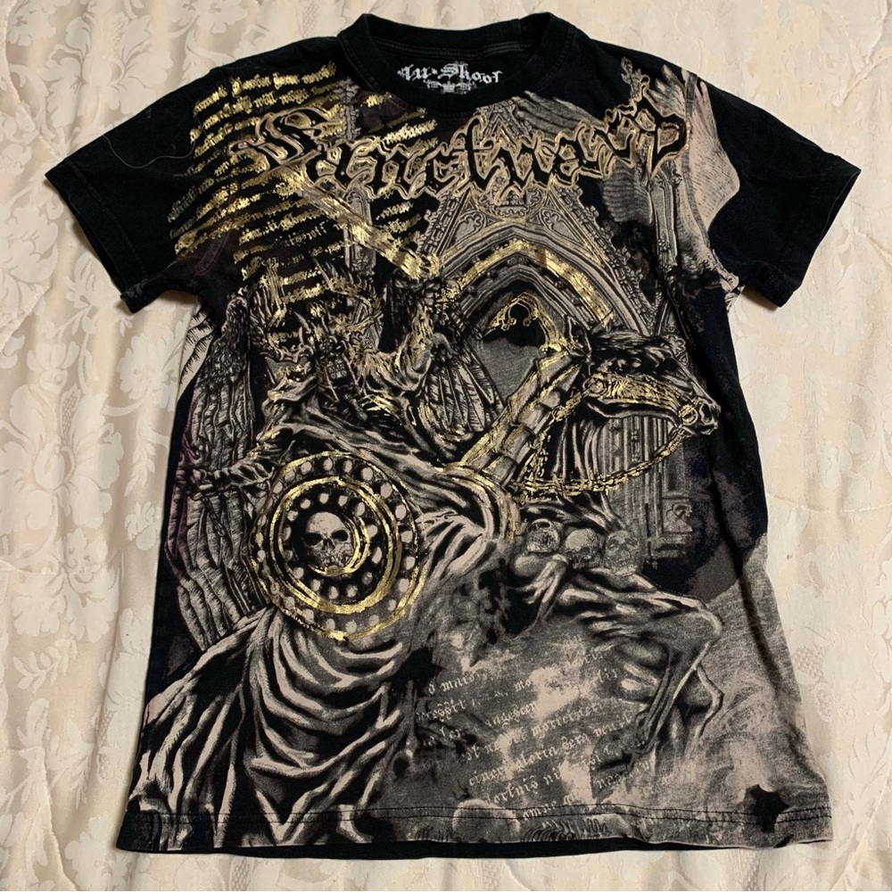 Nu Skool Addiction Black and Gold Graphic T-Shirt